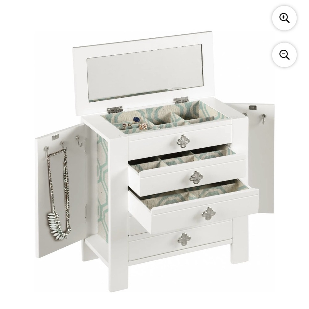 Chic White Jewelry Organizer with Mirror